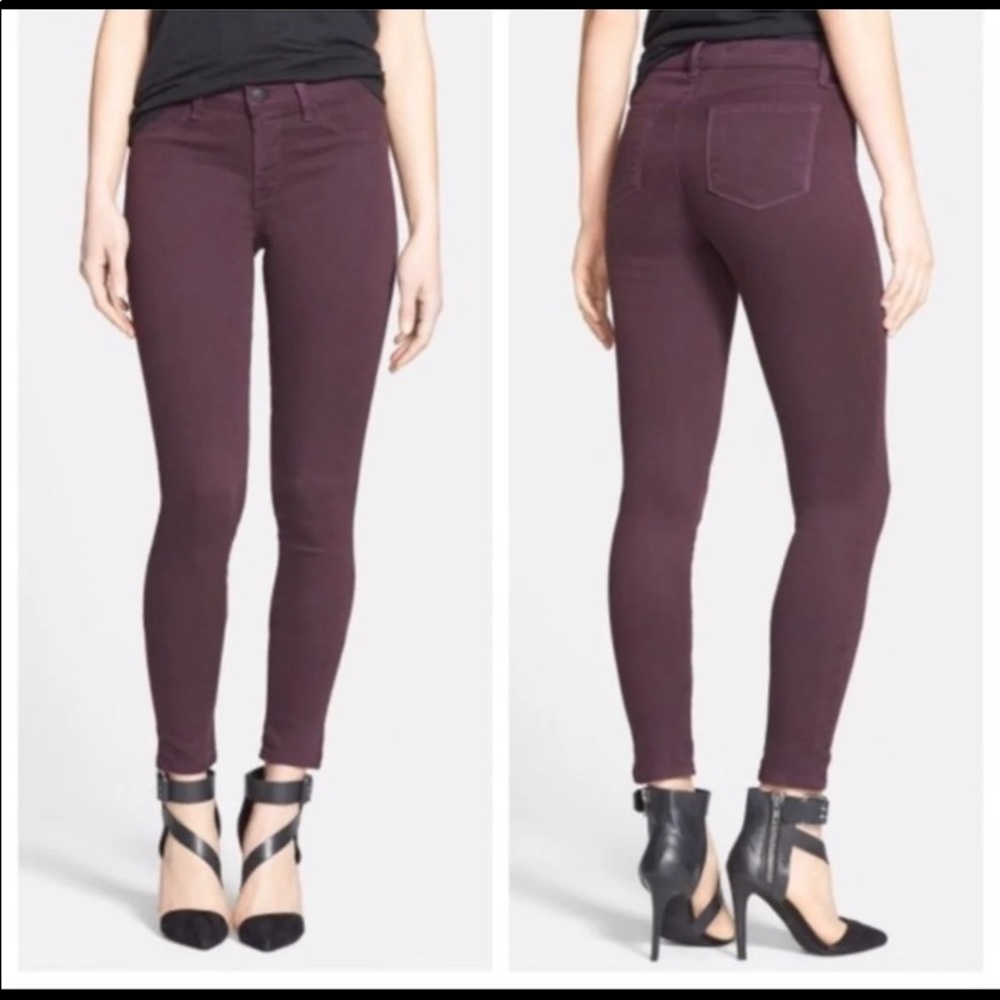 J Brand dark purple coated skinny jeans